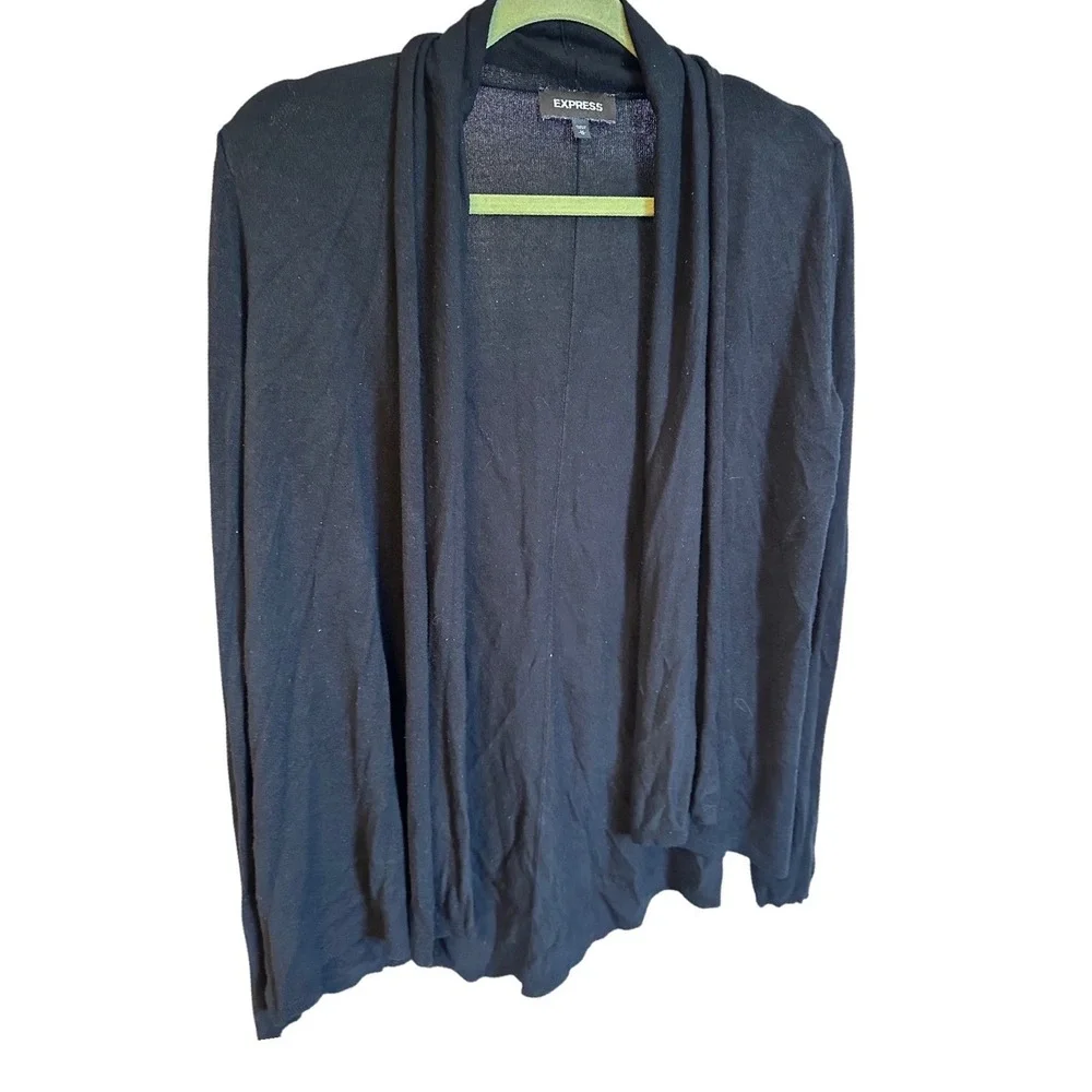 Express Womens Black Draped Open Front Cardigan Sweater Size‎ M Long Sleeve Knit